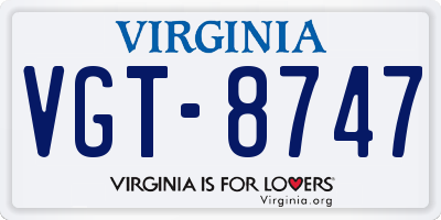 VA license plate VGT8747