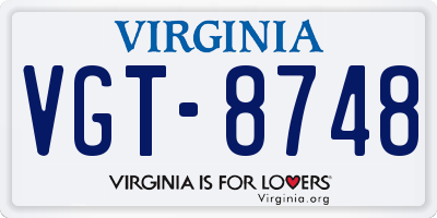 VA license plate VGT8748