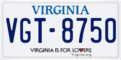 VA license plate VGT8750