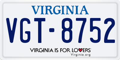 VA license plate VGT8752