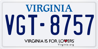 VA license plate VGT8757