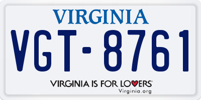 VA license plate VGT8761