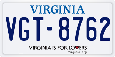 VA license plate VGT8762