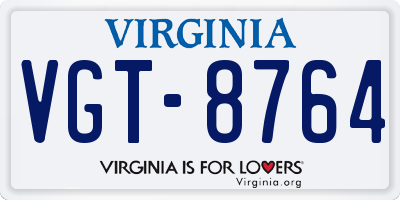 VA license plate VGT8764