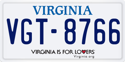 VA license plate VGT8766