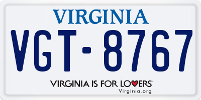 VA license plate VGT8767
