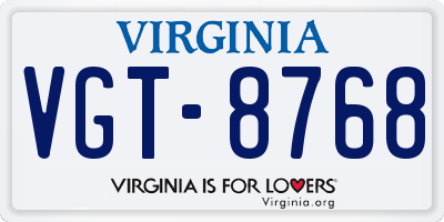 VA license plate VGT8768