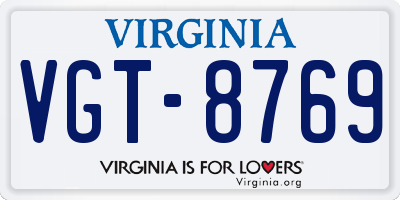 VA license plate VGT8769