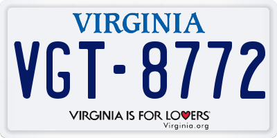 VA license plate VGT8772