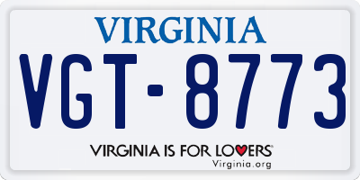 VA license plate VGT8773