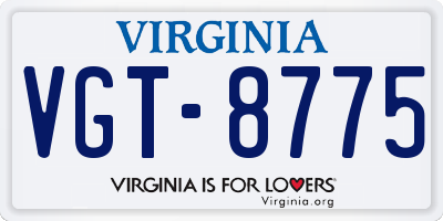 VA license plate VGT8775