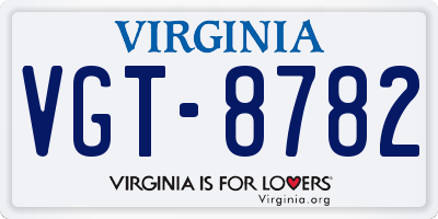 VA license plate VGT8782