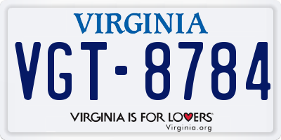 VA license plate VGT8784