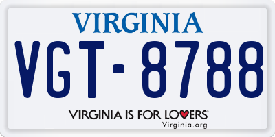 VA license plate VGT8788