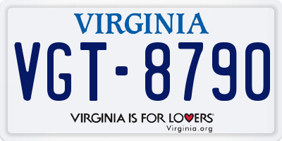 VA license plate VGT8790