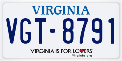 VA license plate VGT8791