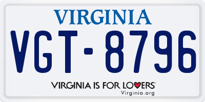 VA license plate VGT8796