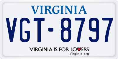 VA license plate VGT8797