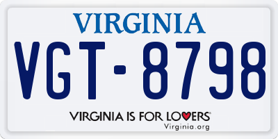 VA license plate VGT8798