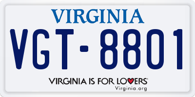 VA license plate VGT8801