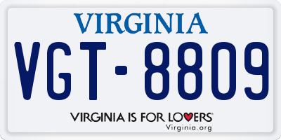 VA license plate VGT8809