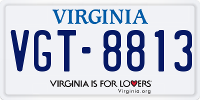 VA license plate VGT8813