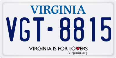 VA license plate VGT8815