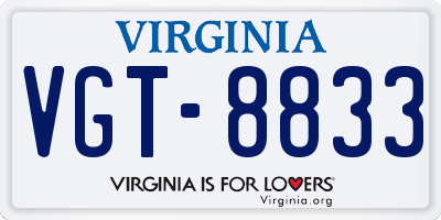 VA license plate VGT8833