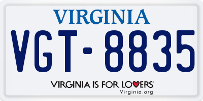 VA license plate VGT8835