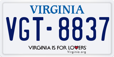 VA license plate VGT8837