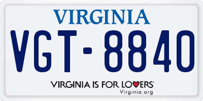 VA license plate VGT8840