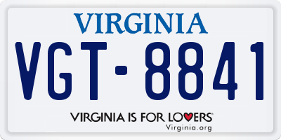 VA license plate VGT8841