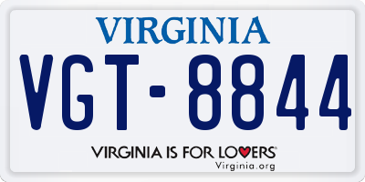 VA license plate VGT8844
