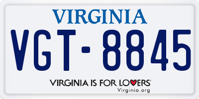 VA license plate VGT8845