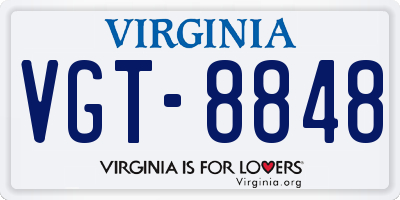 VA license plate VGT8848