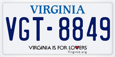 VA license plate VGT8849