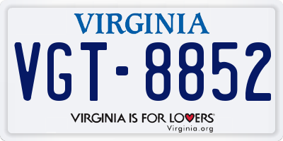 VA license plate VGT8852