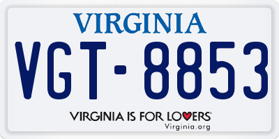 VA license plate VGT8853