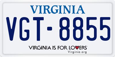 VA license plate VGT8855