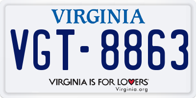 VA license plate VGT8863