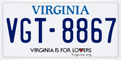VA license plate VGT8867