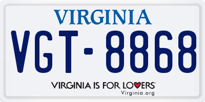 VA license plate VGT8868