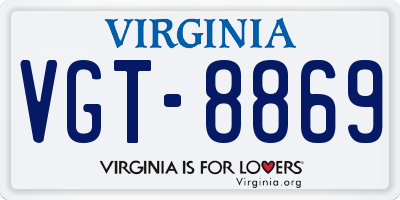 VA license plate VGT8869