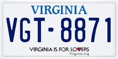 VA license plate VGT8871
