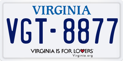VA license plate VGT8877
