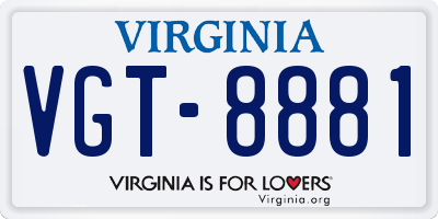 VA license plate VGT8881