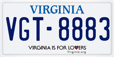 VA license plate VGT8883