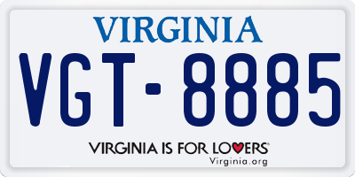 VA license plate VGT8885