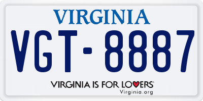 VA license plate VGT8887