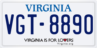 VA license plate VGT8890